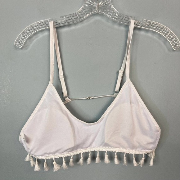 RAINBOW Chevron White Two Piece Bikini Set Tassel Mesh Detail US Size 12 Striped - Picture 11 of 12